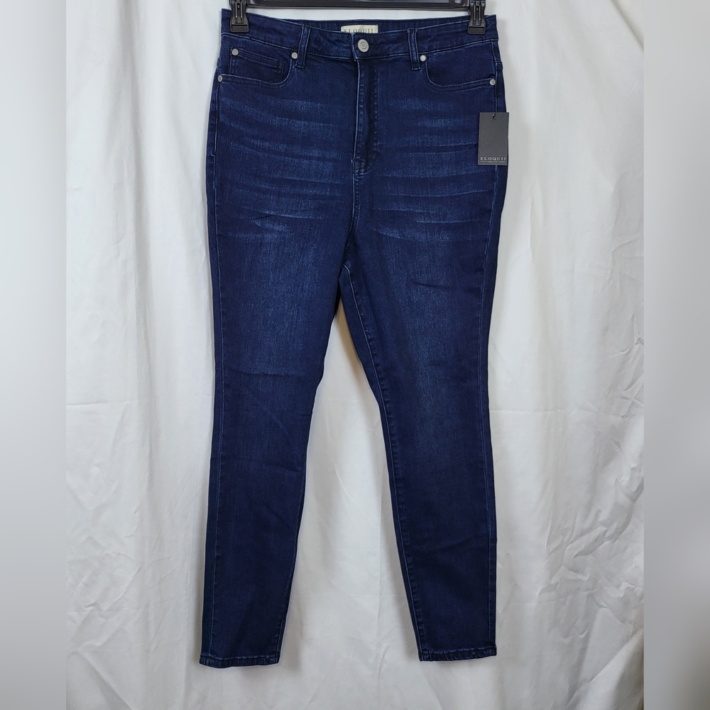 ELOQUII Womens Goldie High Rise Dark Wash 5 Pocket Lycra Skinny Jeans Sz 16 New